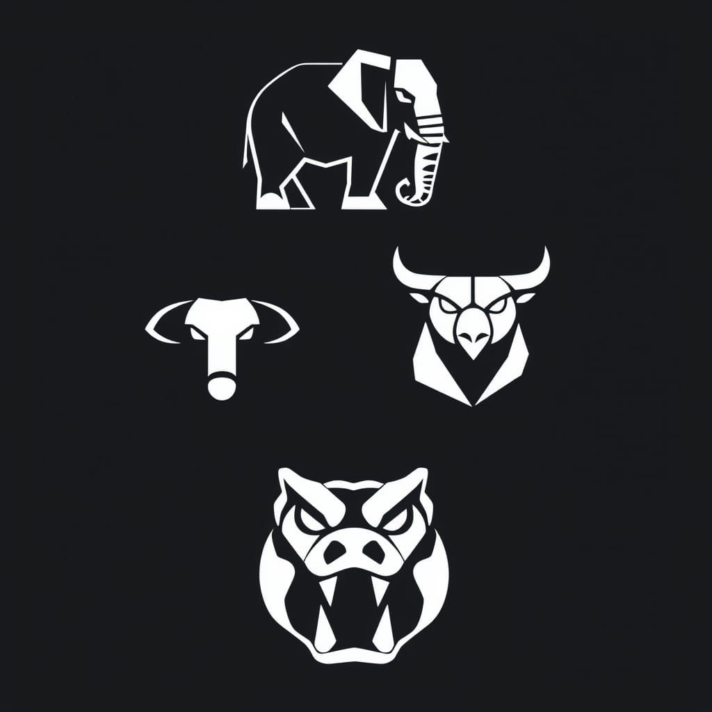 Geometric High-Contrast Animal Logos in Vector Style