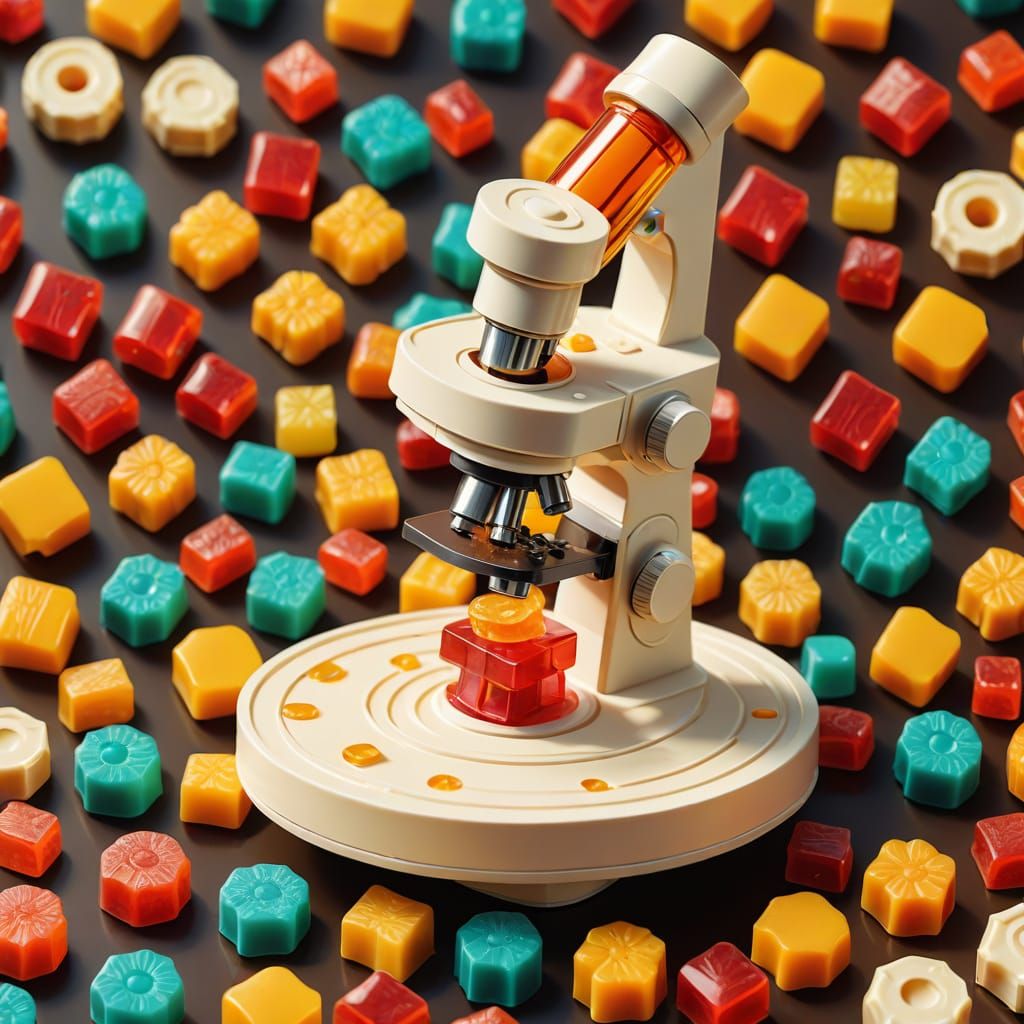 Elegant White Chocolate Microscope in Pop Art Style