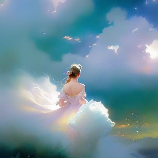 Cloud Car in Watercolor Style