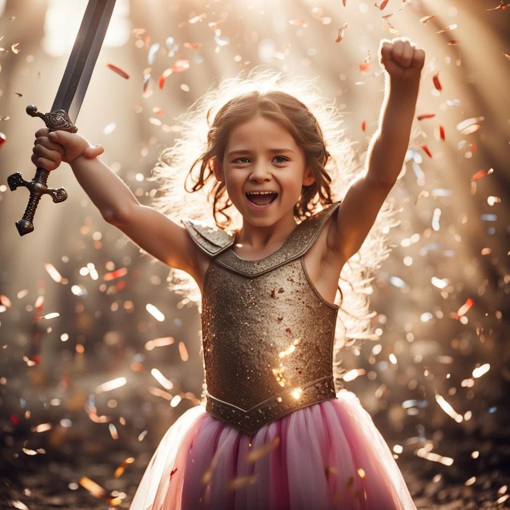 Triumphant Princess Warrior in Sunlight