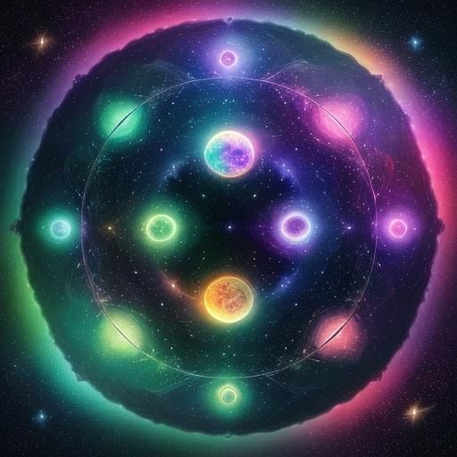 Glowing Being in Swirling Cosmic Astral Dreamscape