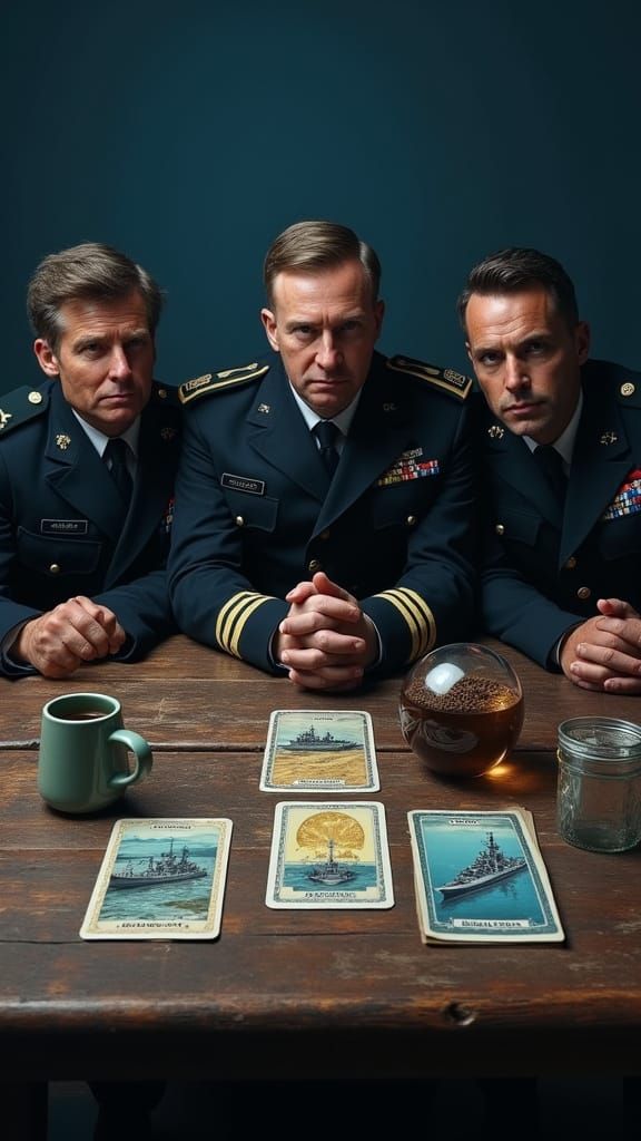 Contemplative Polish Navy Officers Strategizing, Photorealis...