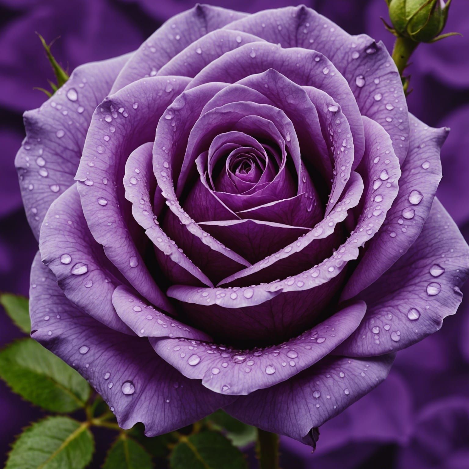 Detailed Abstract Purple Rose with Bright Accents