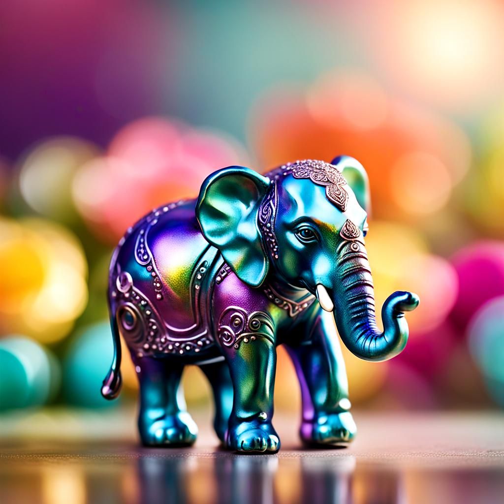 Charming Elephant Figurine in Macro Photography