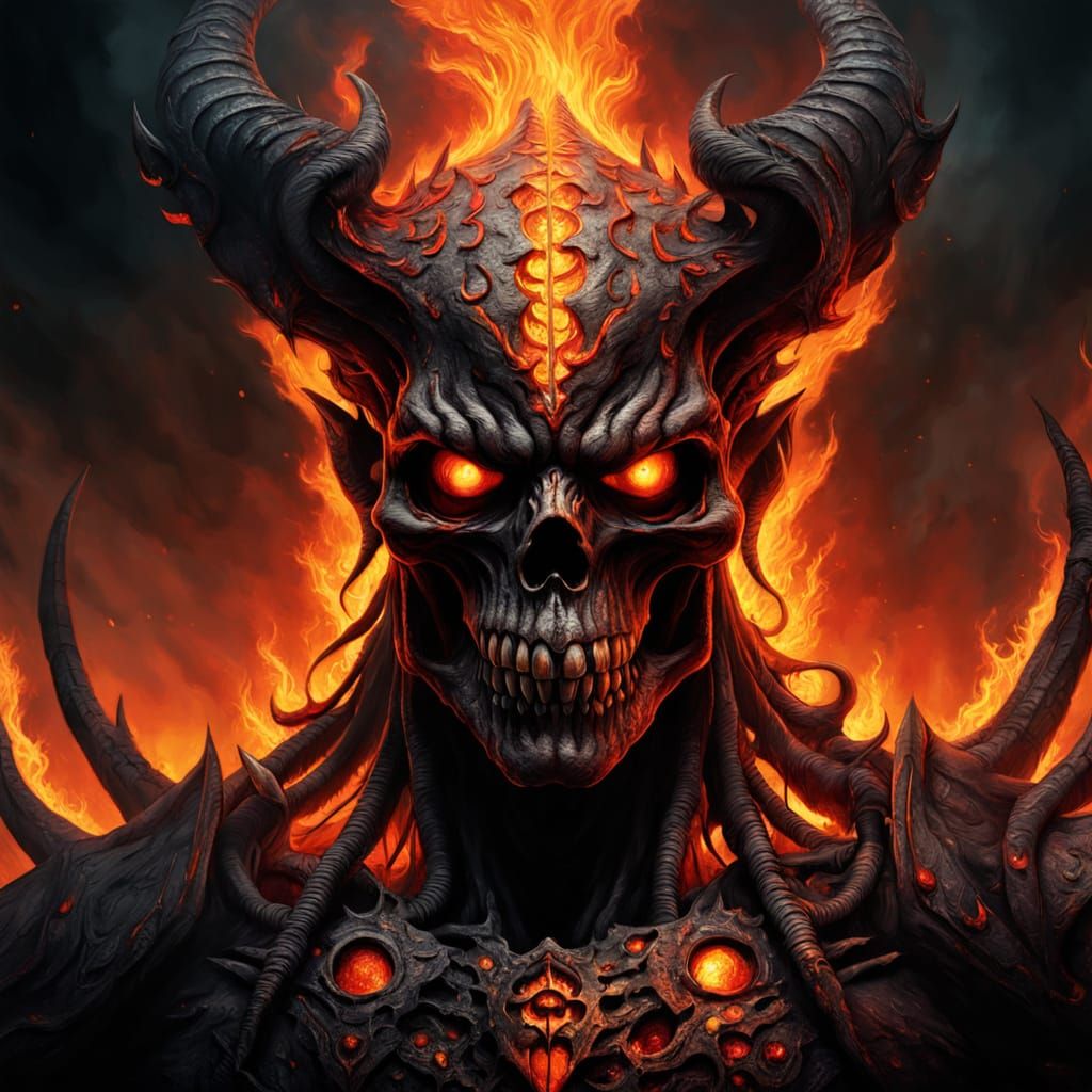 Surreal Demon Emerge from Blazing Inferno