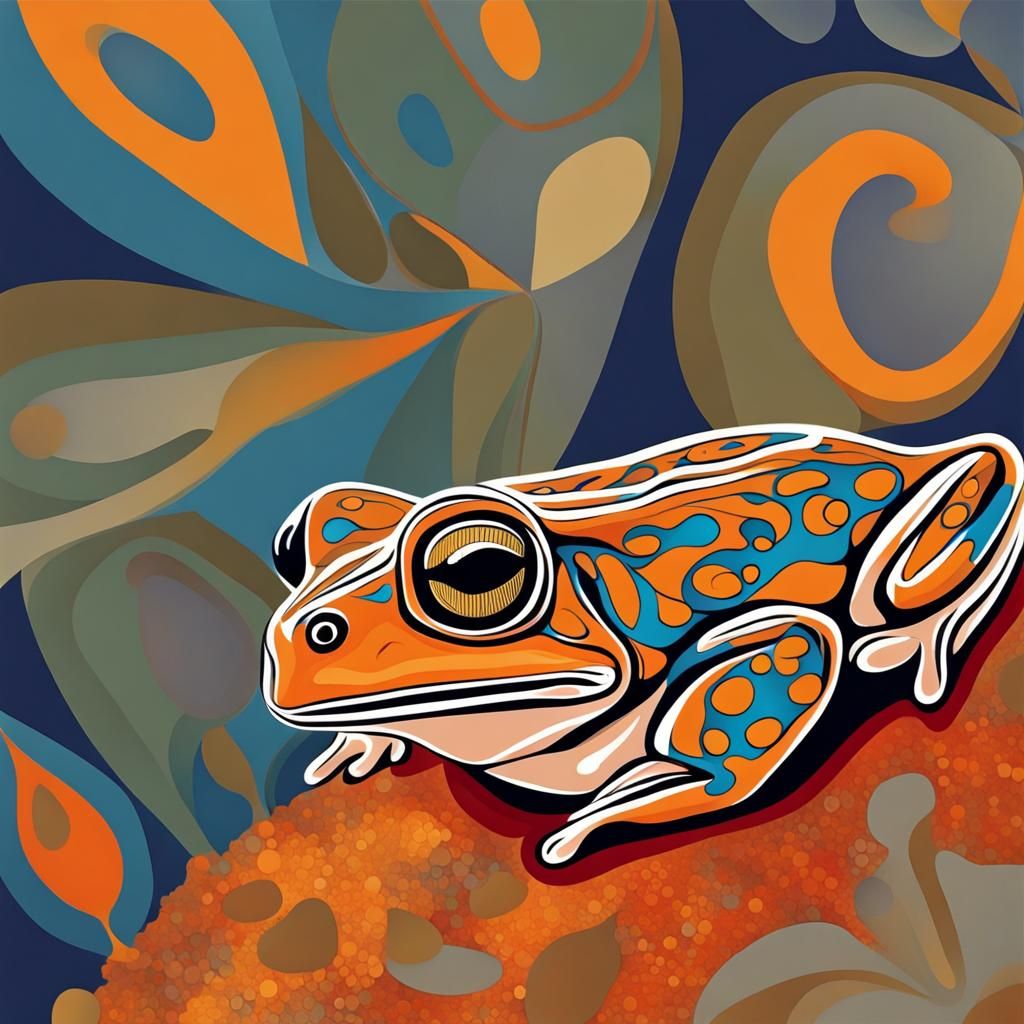 Abstract Toad Art with Complementary Colors