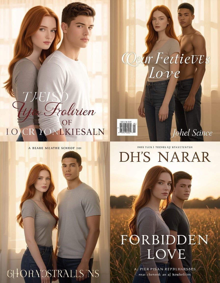 Forbidden Love Book Cover: Red-Haired Woman and Intense Man