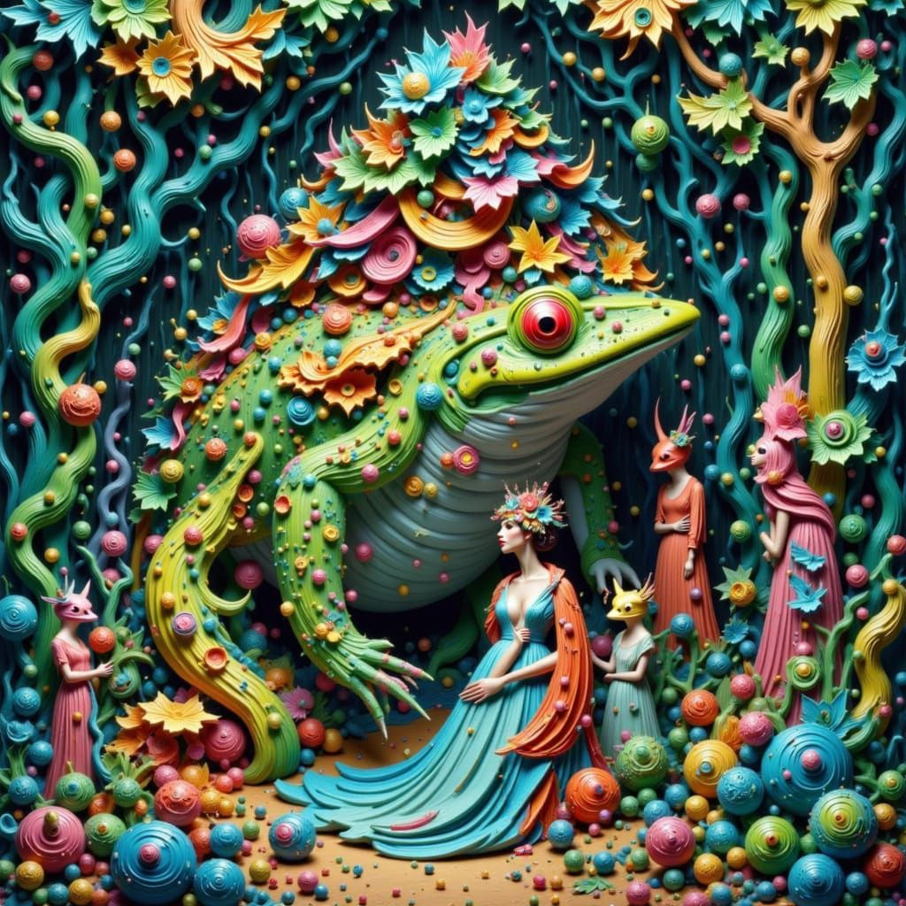 Toad and Fox Bride Ceremony as Fauvist Painting