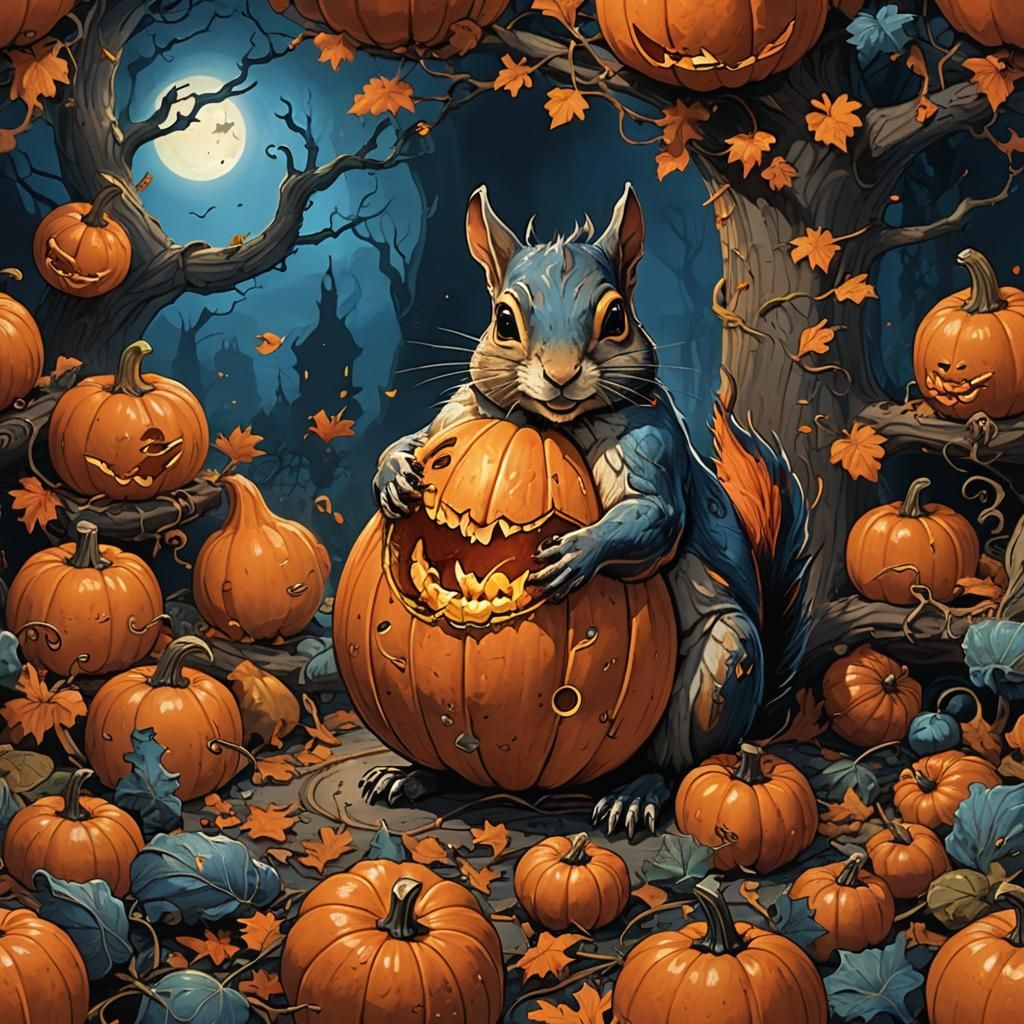Gourd and Squirrel: Dark Fantasy Concept Art