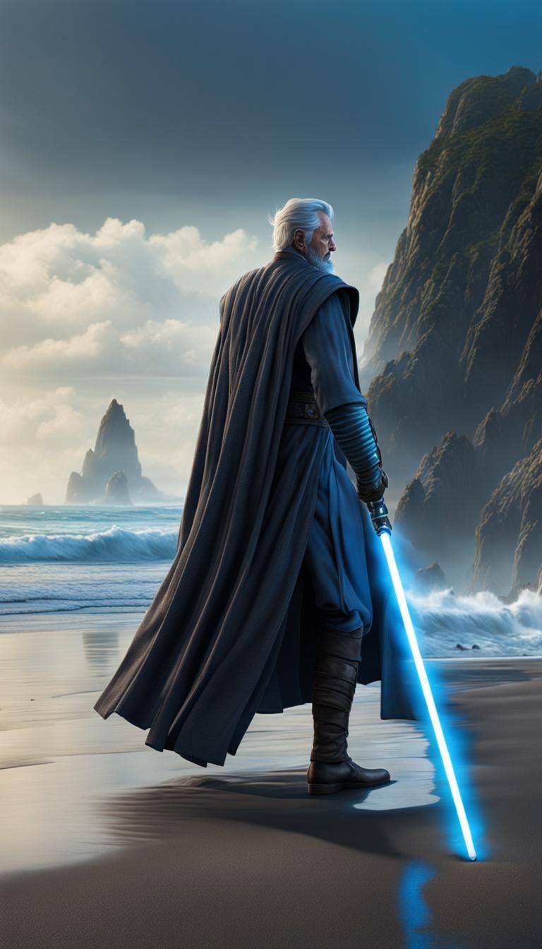 Jedi Knight with Lightsaber in Graffiti Art Style