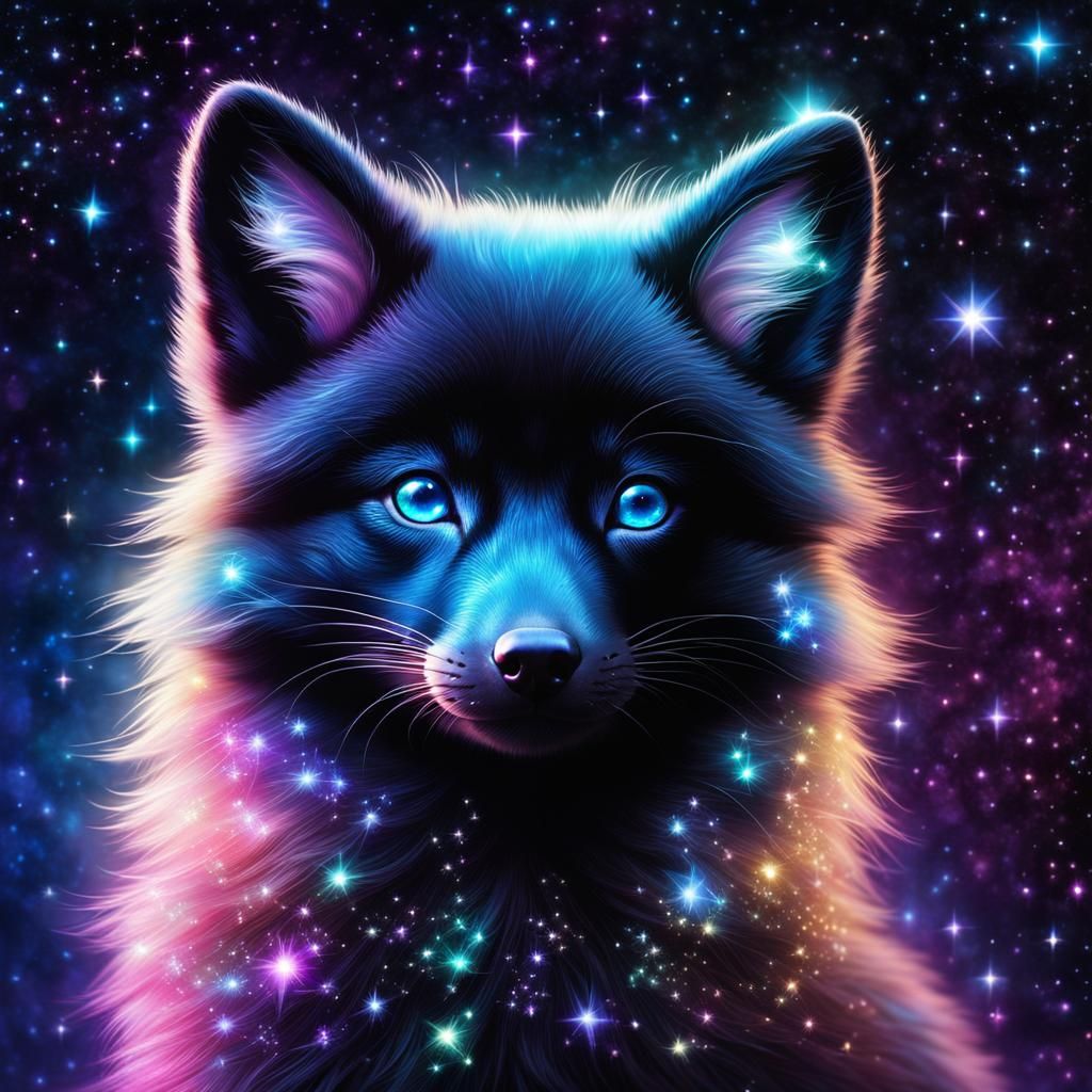 Opalescent Fox Pup with Shimmering Stars