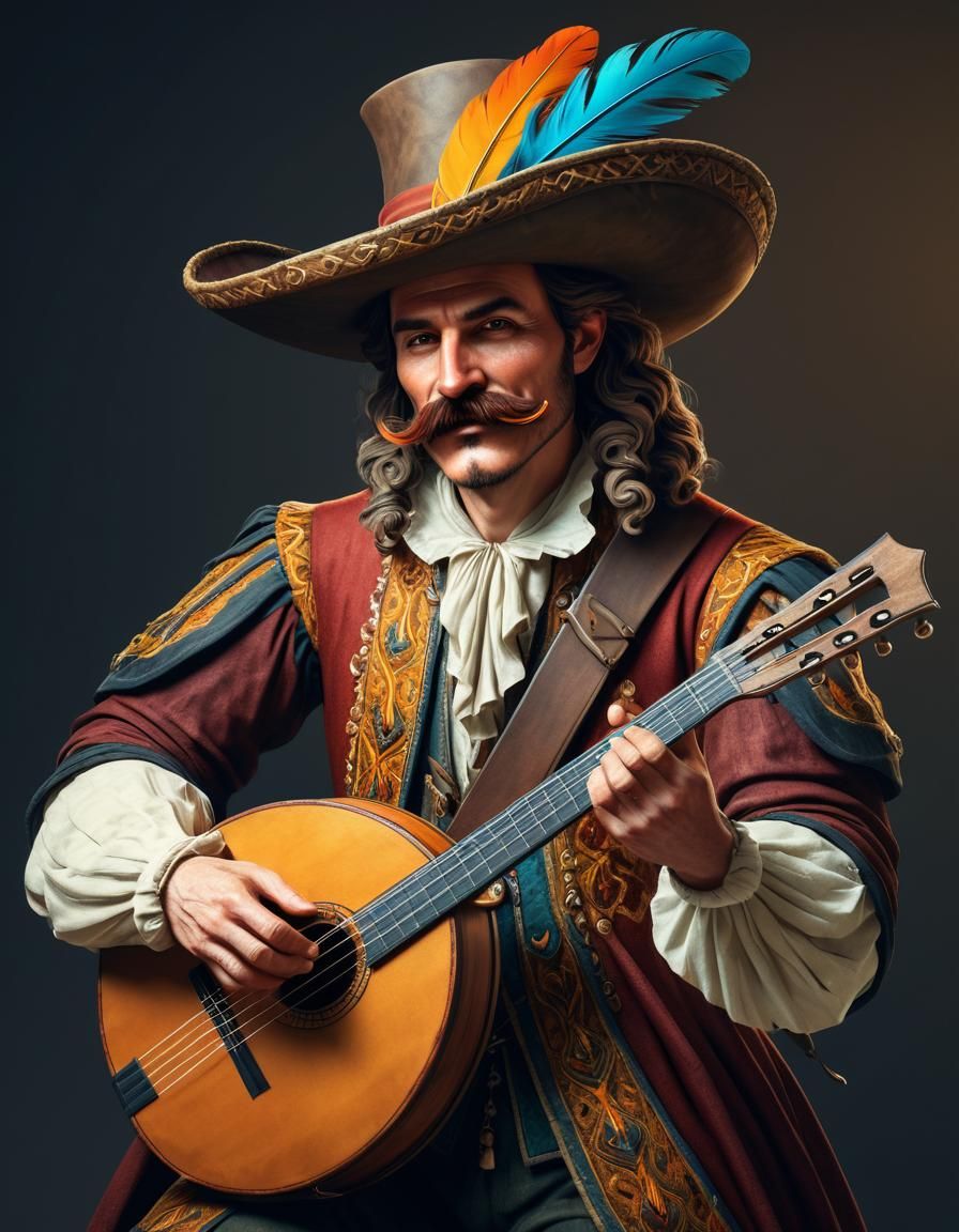 Charming Bard with Lute: Fantasy Art Masterpiece