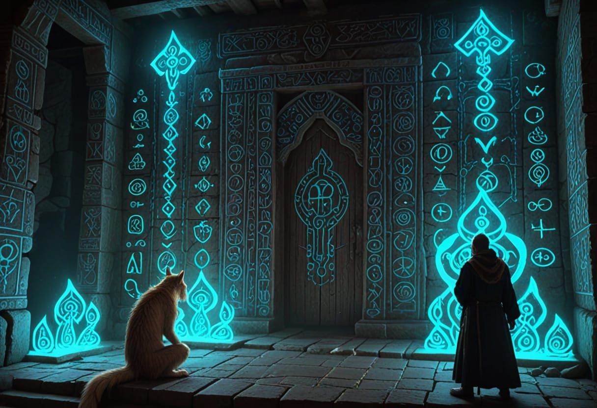 Ethereal Guardian in Ancient Runed Temple