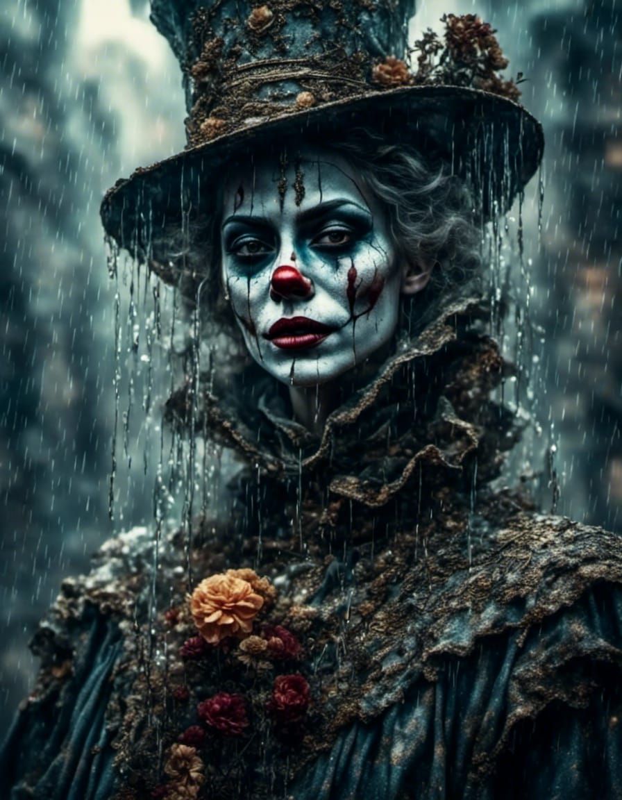 Sad Clown Portrait with Tears