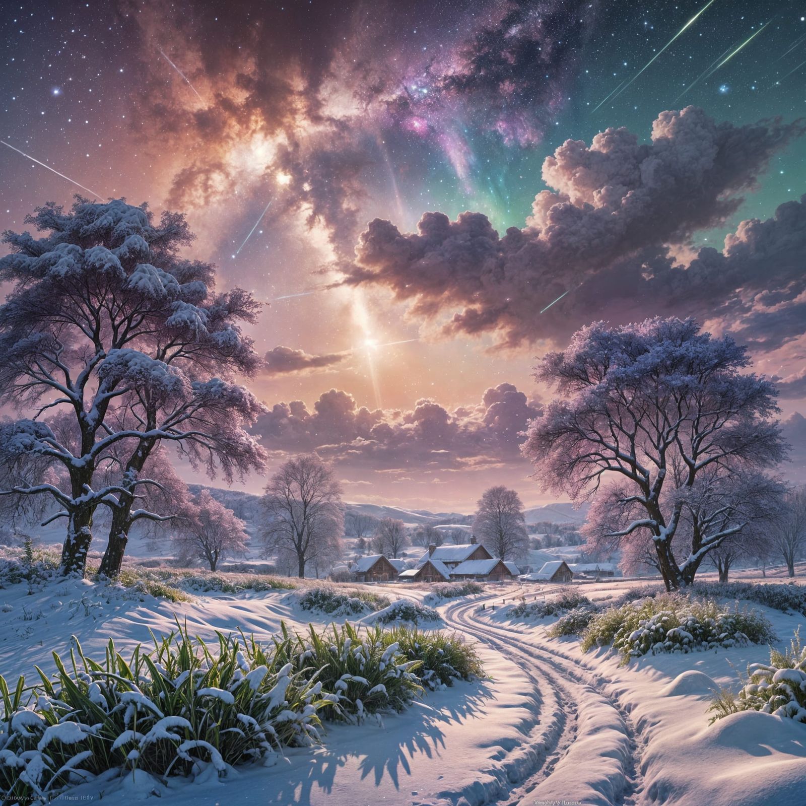 Winter Snow Nebula Galaxy at Dawn