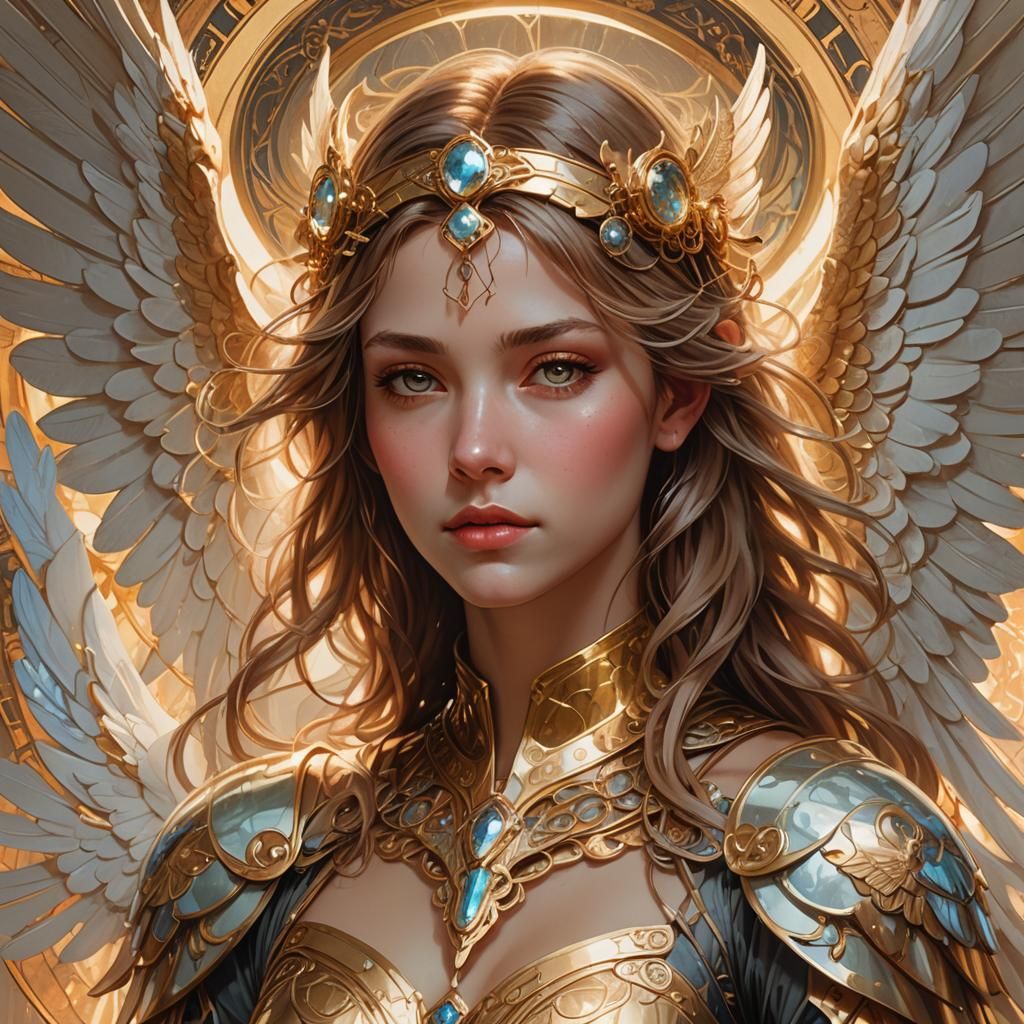 Angelic Woman Portrait in Art Nouveau Style