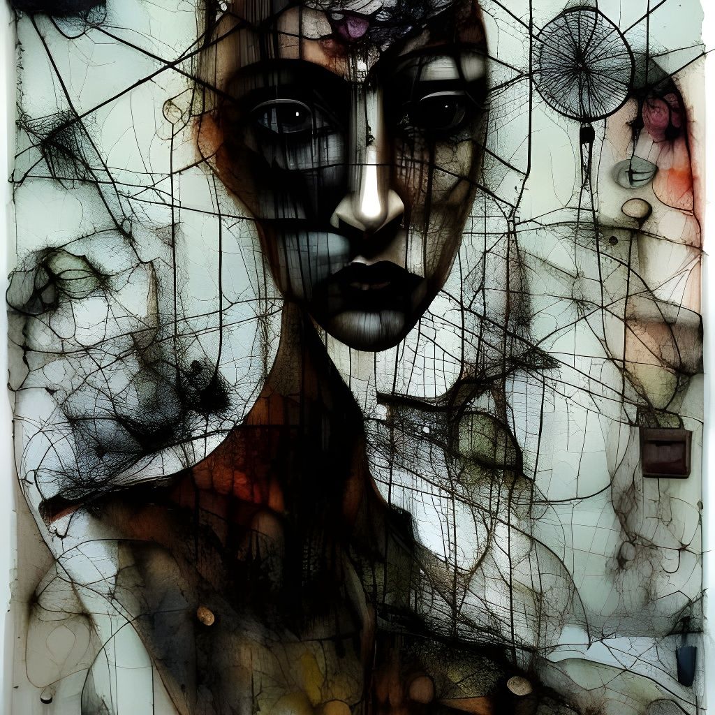 Claymation Portrait with Ink Drips in Maximalist Style