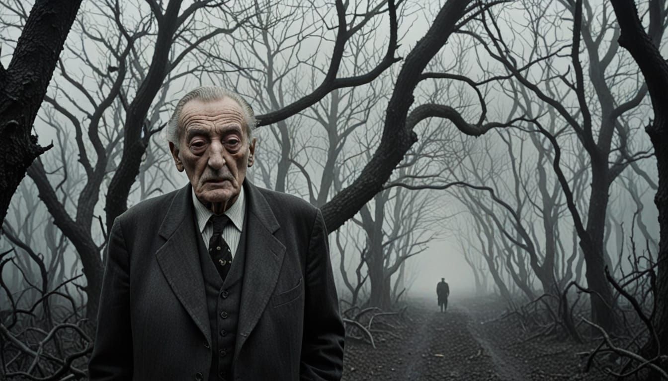 Ethereal Stranger Warns Traveler in Unsettling Twilight Land...