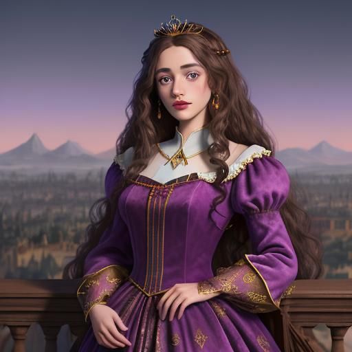 Princess Rebecca in Purple Gown, Fantasy Art