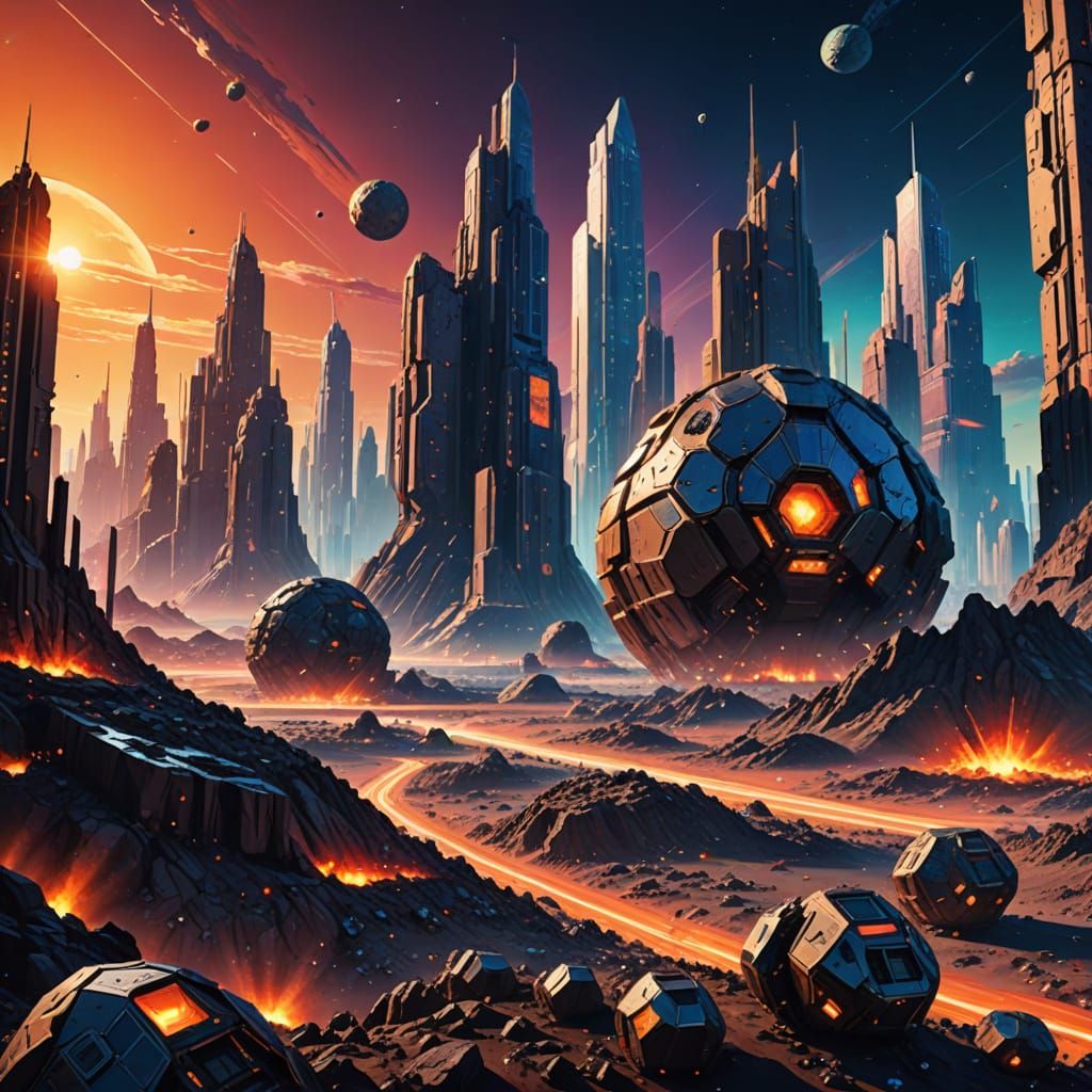 Retro-Futuristic Metropolis on a Distant Asteroid