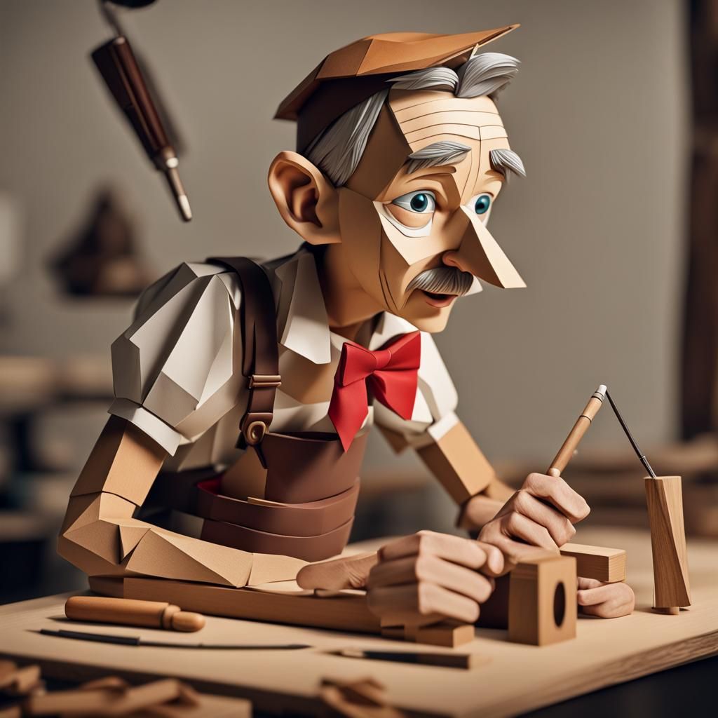 Geppetto Creates Pinocchio: Hyper-Realistic Papercraft