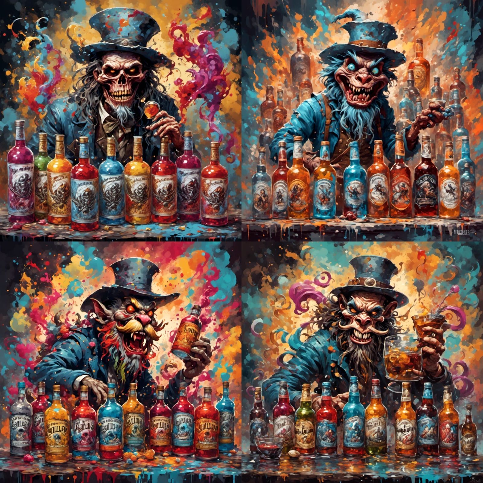 Hillbilly Liquor Making in Graffiti Street Art Style