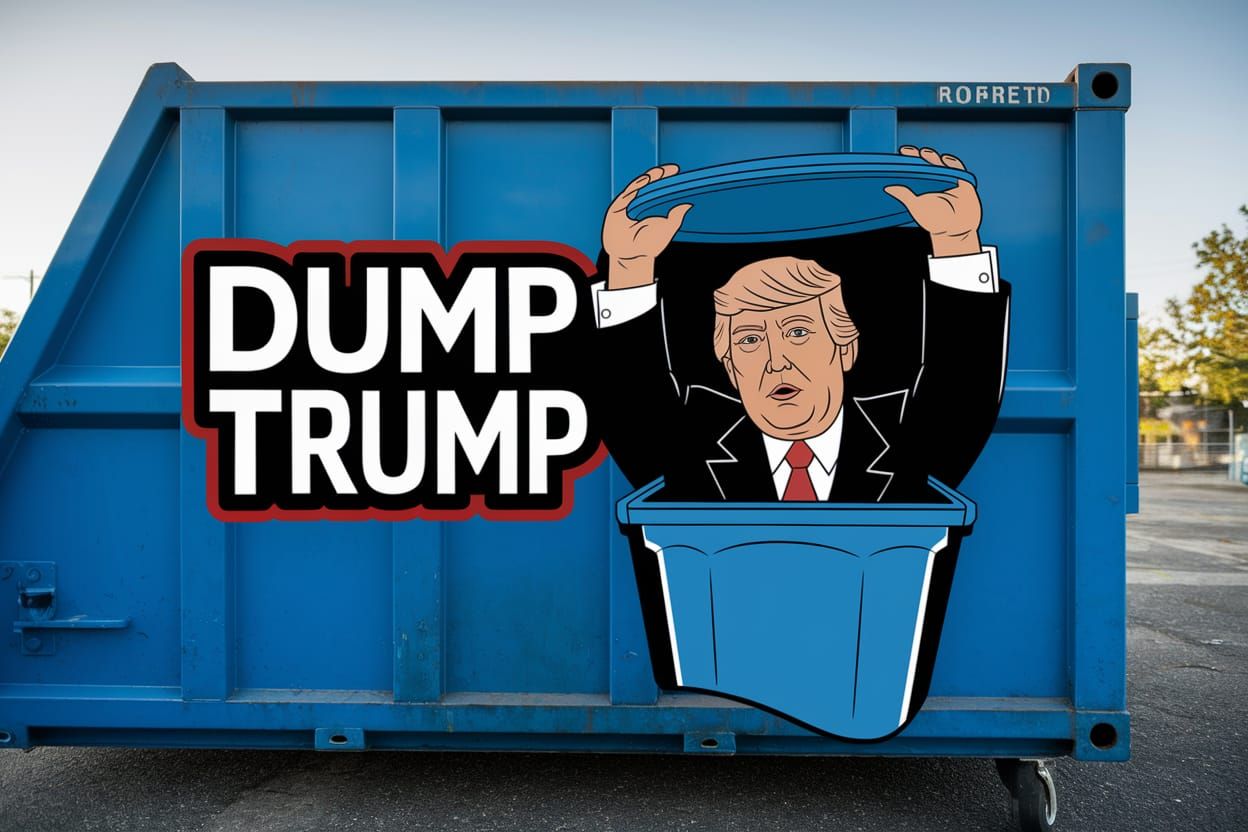 Donald Trump Surveys Trashy Graffiti