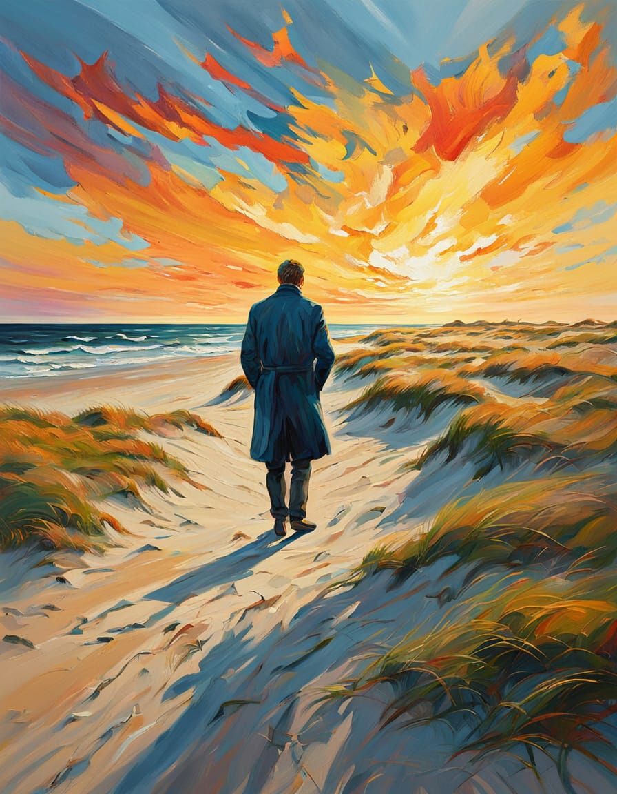 Vibrant Coastal Scene in Expressive Oil Painting