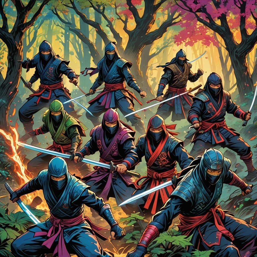 Elemental Ninjas and Samurai Comic Book Art