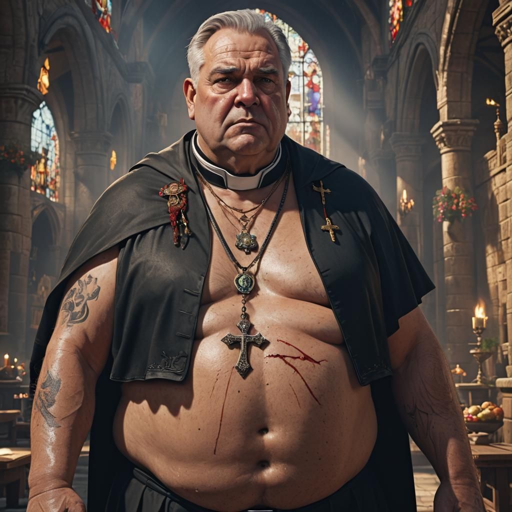 Hyperrealistic Rendering of a Mature Priest