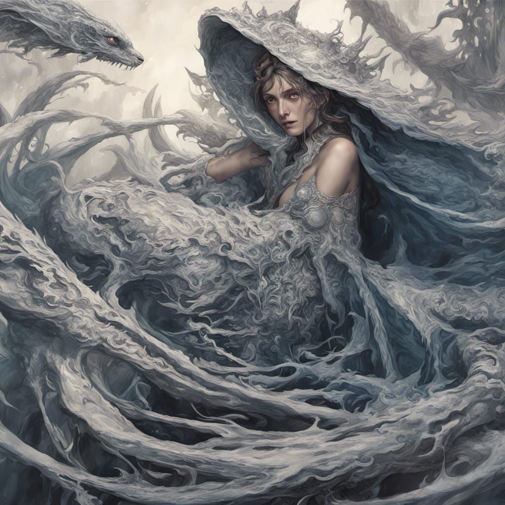 Eldritch Woman in Hyperrealistic Dark Fantasy Style