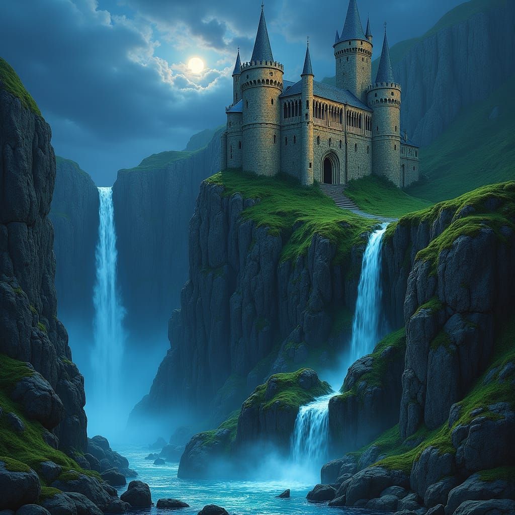 Majestic Stone Castle Perched on Granite Cliff