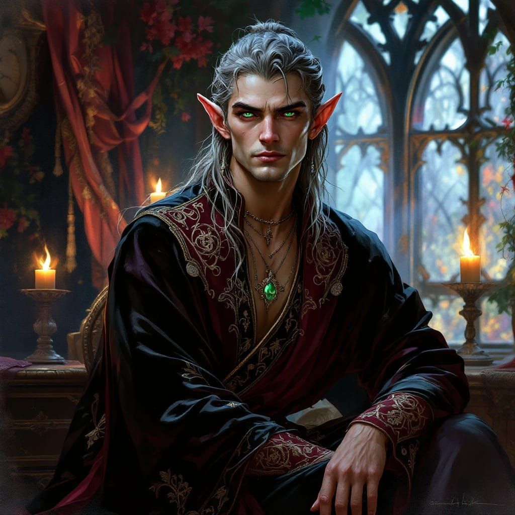 Fantasy Elf Portrait in Ornate Robes