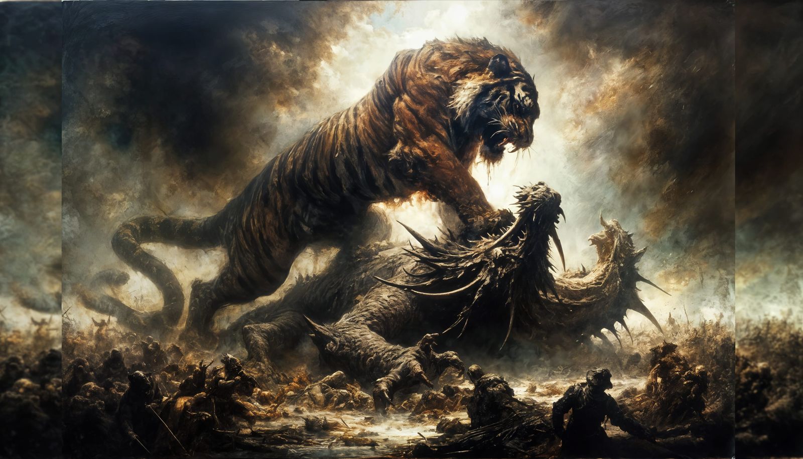 Tiger Triumphs Over Wounded Dragon in Chaotic Battlefield