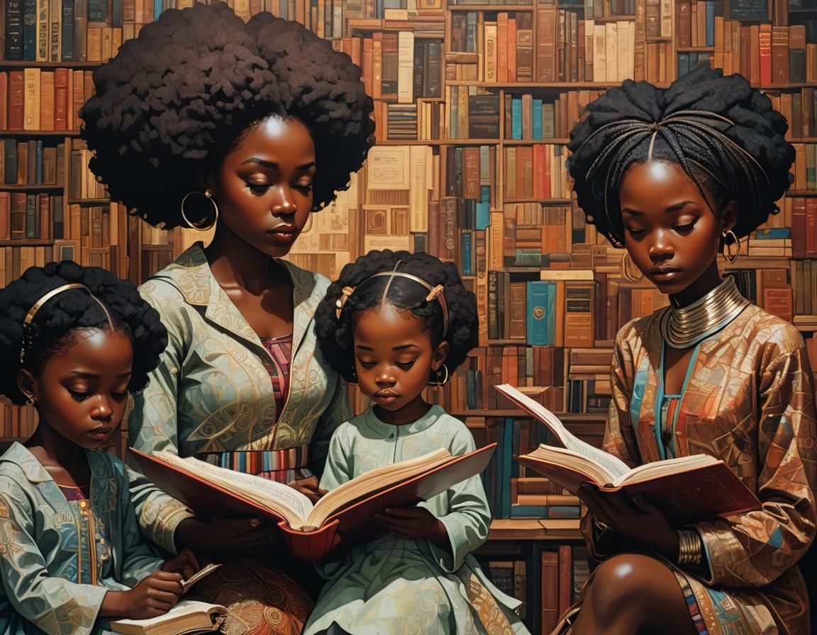 Little Girls Reading: Art Brut Style