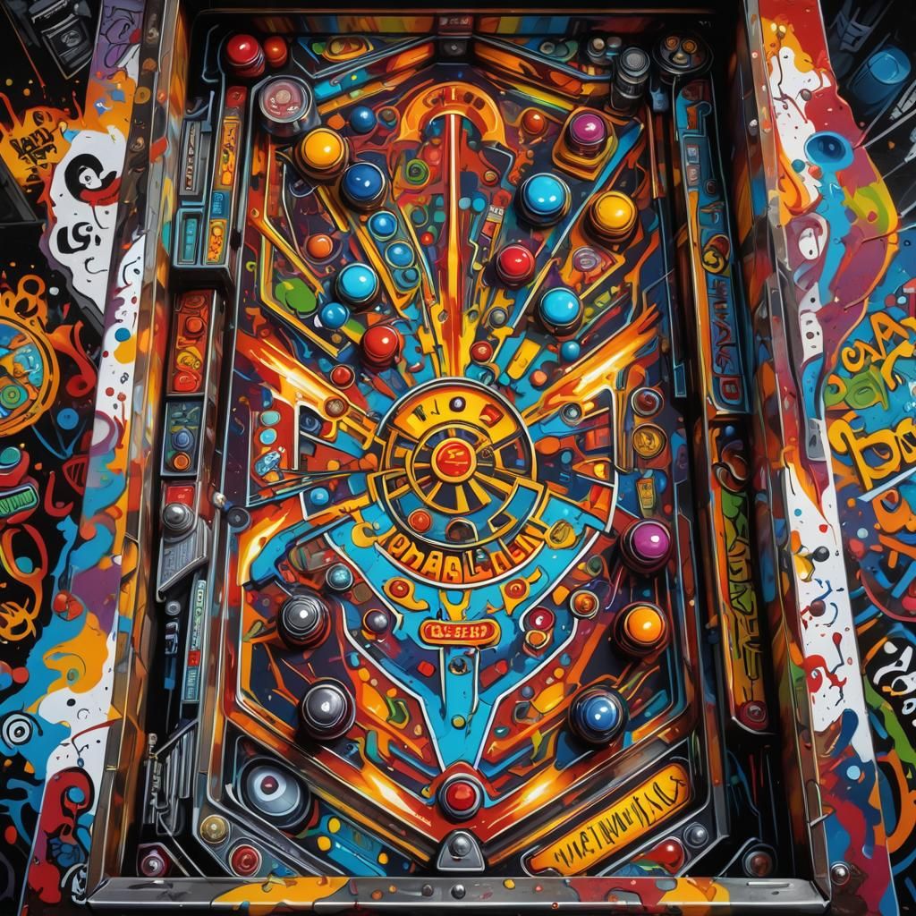 Dynamic Pinball Graffiti Art Masterpiece