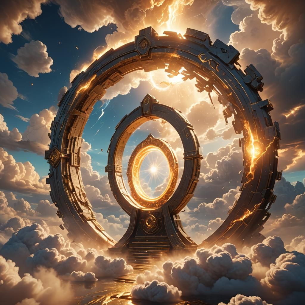 Ethereal Portal in Golden Light, 3D Digital Art