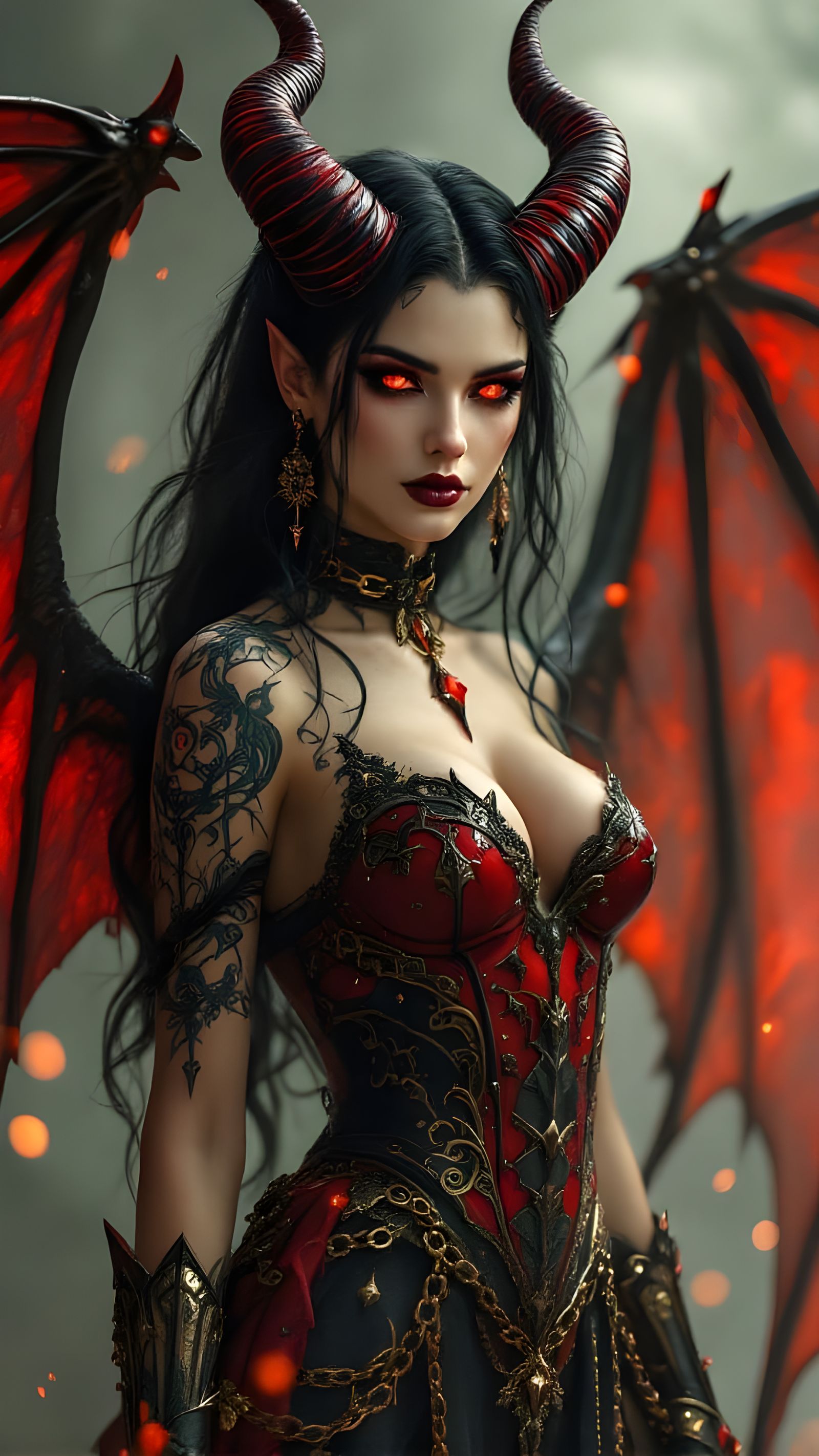 Elegant Demoness Radiates Power and Refinement