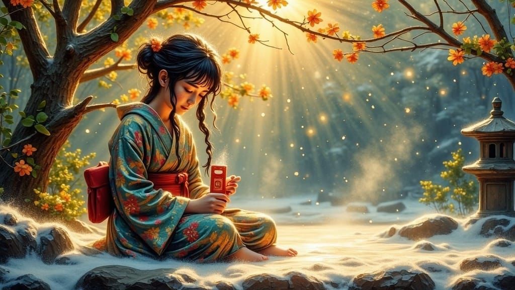 Surrealistic Garden Oasis in Hyper-Realistic Style