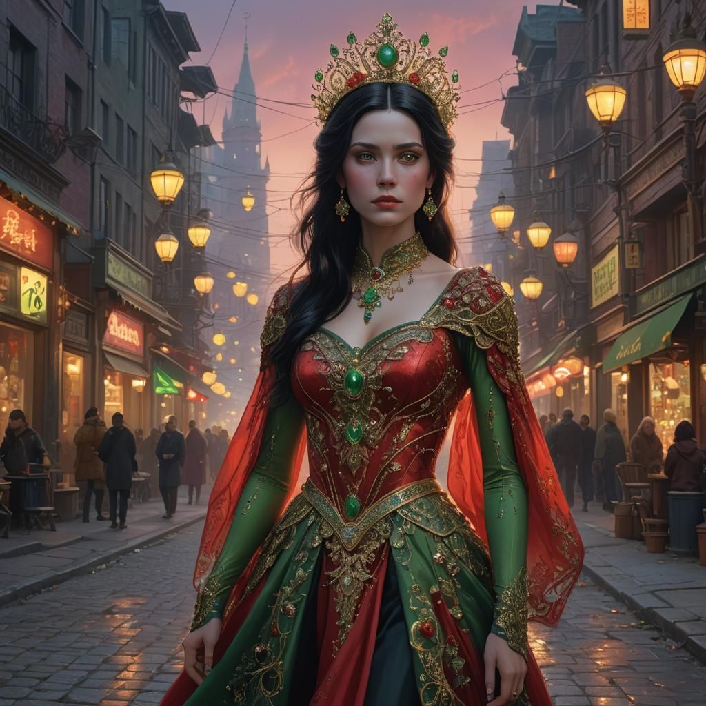 Ethereal Beauty Queen in Twilight, Fantasy Art