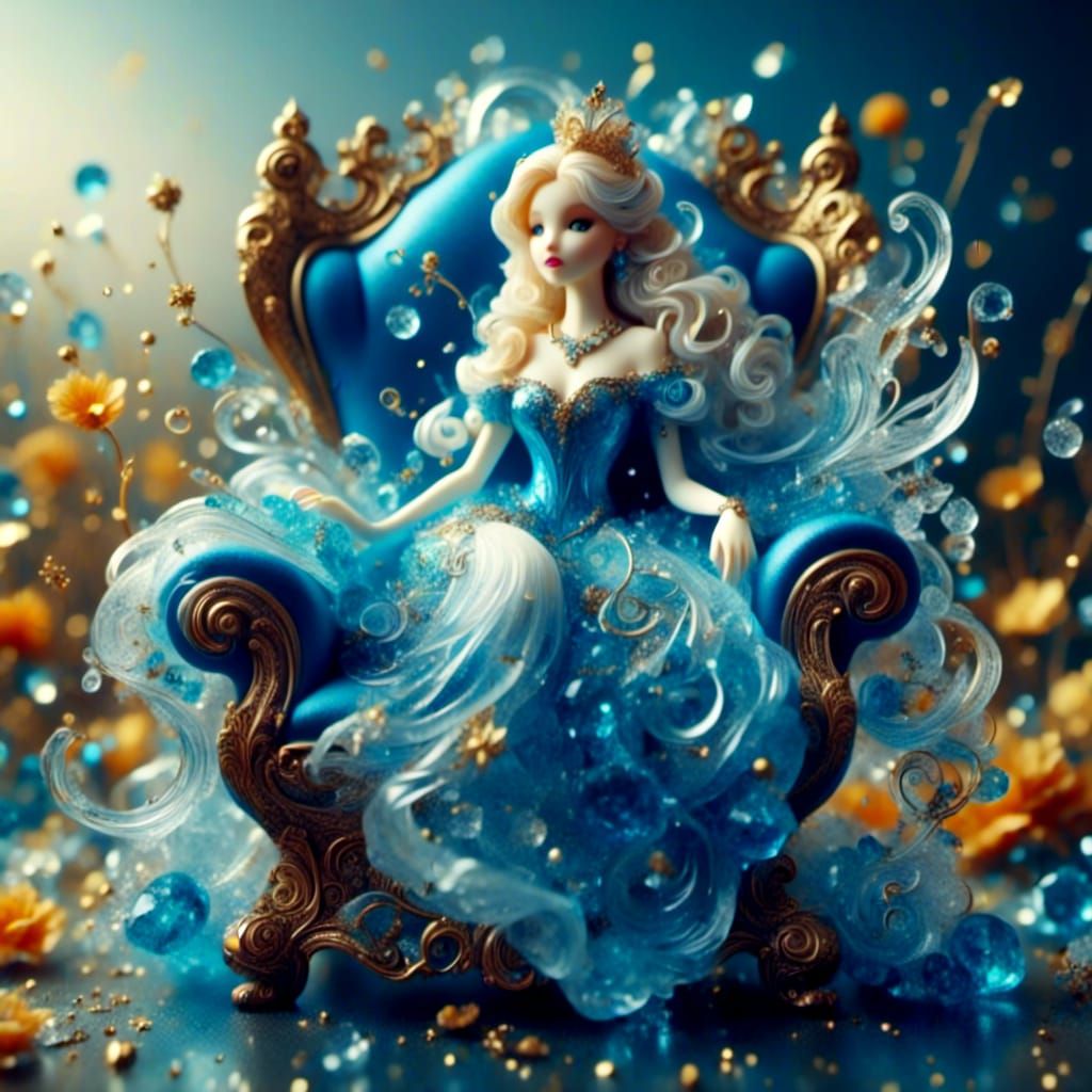 Hyperrealistic Cinderella Portrait in Armchair