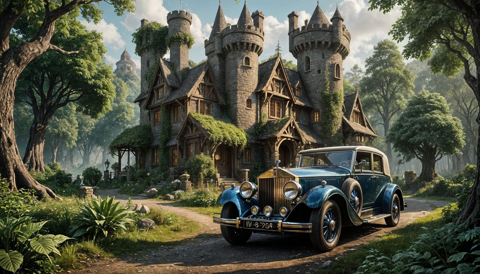 1921 Rolls Royce Parked Before Elven Cottage