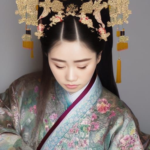 Young Woman in Traditional Chinese Hanfu Portrait