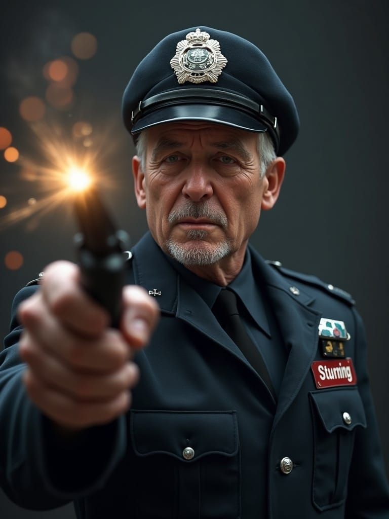 First Person View Opposite Police Officer With Stun Gun