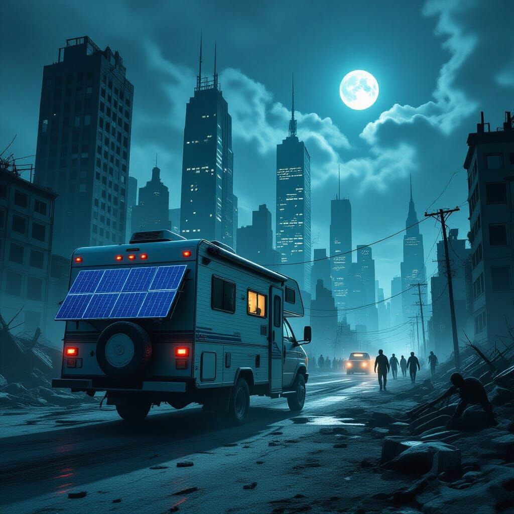 Self-Sustaining RV in Zombie-Infested Post-Apocalyptic City