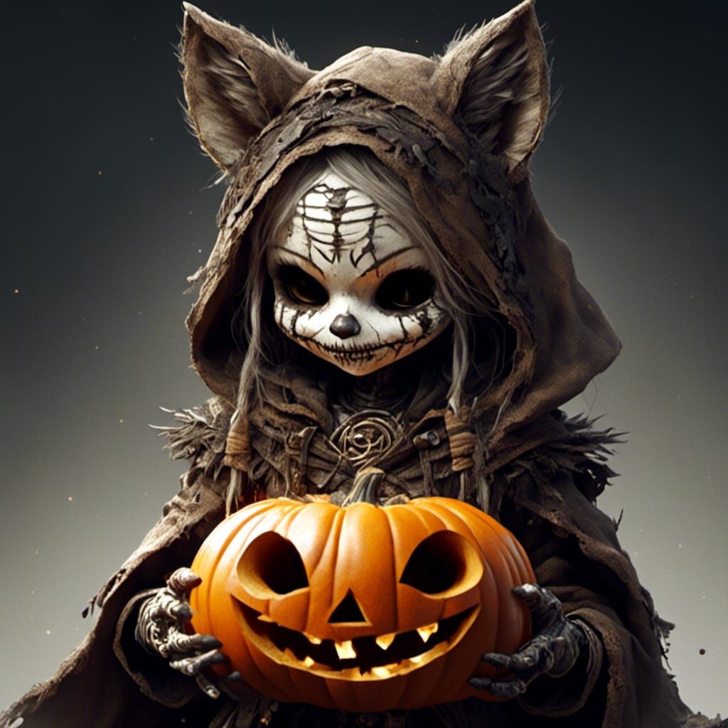 Pumpkin Fox Girl in Hyperrealistic Digital Art