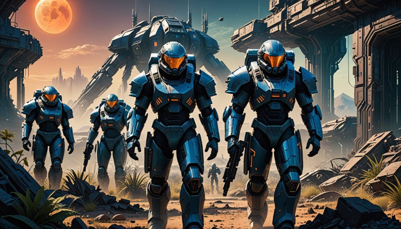 Cyberpunk Space-Marines Uncover Ancient Alien Ruins