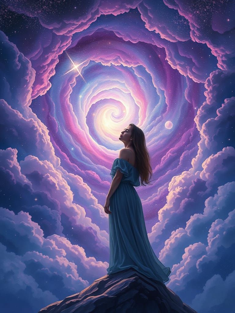 Surreal Astral Goddess Embodies Cosmic Serenity in Vibrant H...