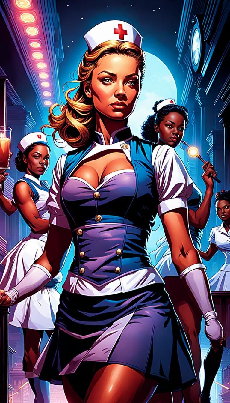 Sisters: Nurse, Waitress, and Dancer in Comic Book Art