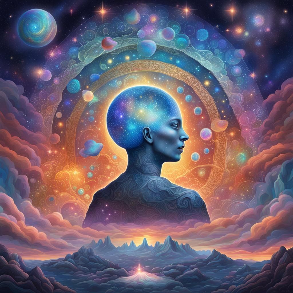 Magical Sky: Holographic Astral Cosmic Illustration